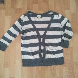 White and Grey Strip Cardigan ✨